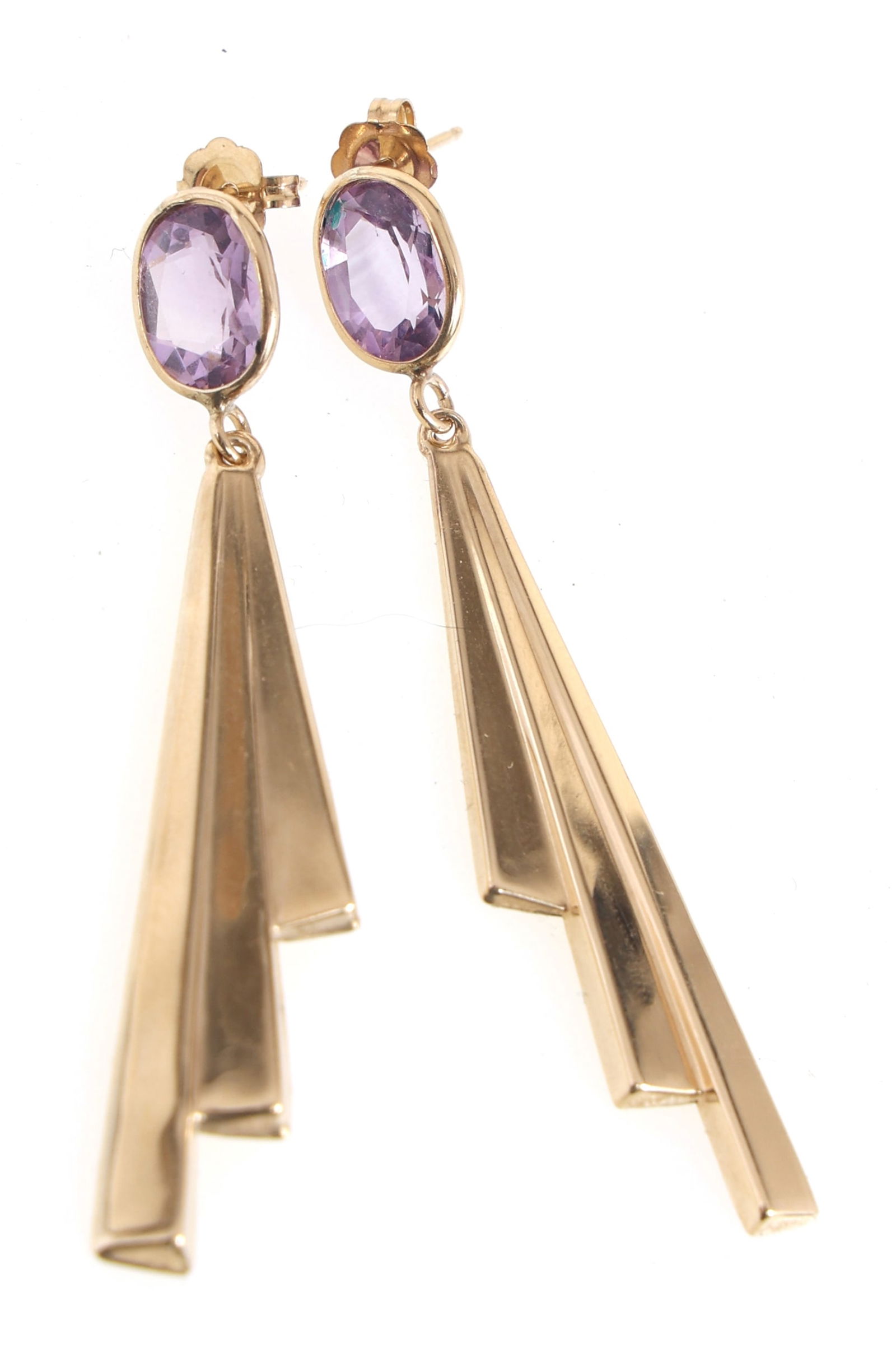 14K YELLOW GOLD AMETHYST DROP EARRINGS (1 of 2)