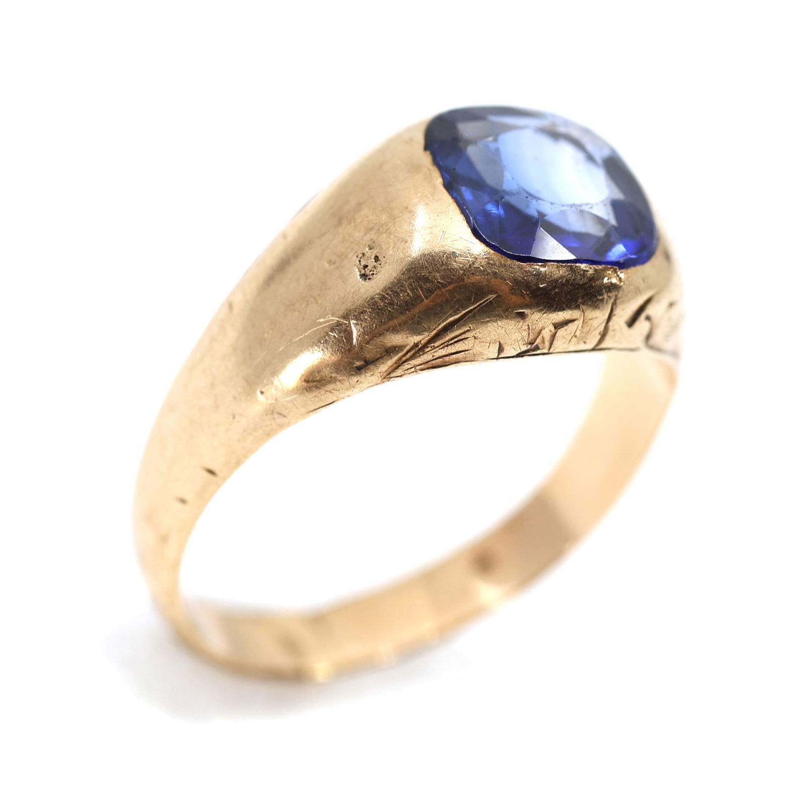 10K YELLOW GOLD BLUE SAPPHIRE RING (1 of 4)
