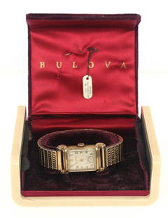 BULOVA HIS EXCELLENCY 1949 GOLD-FILLED WRISTWATCH: BULOVA HIS EXCELLENCY 1949 GOLD-FILLED WRISTWATCH Men's Bulova "His Excellency" 1949 gold-filled wristwatch: Arabic numerals A9 date code 21 jewels