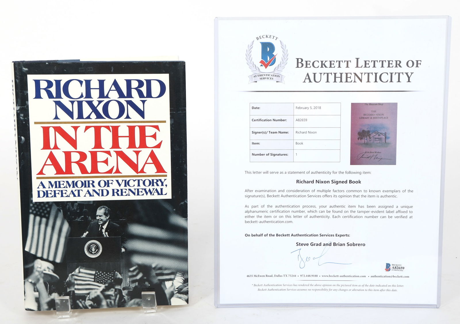 RICHARD NIXON IN THE ARENA MEMOIR SIGNED BOOK (1 of 9)
