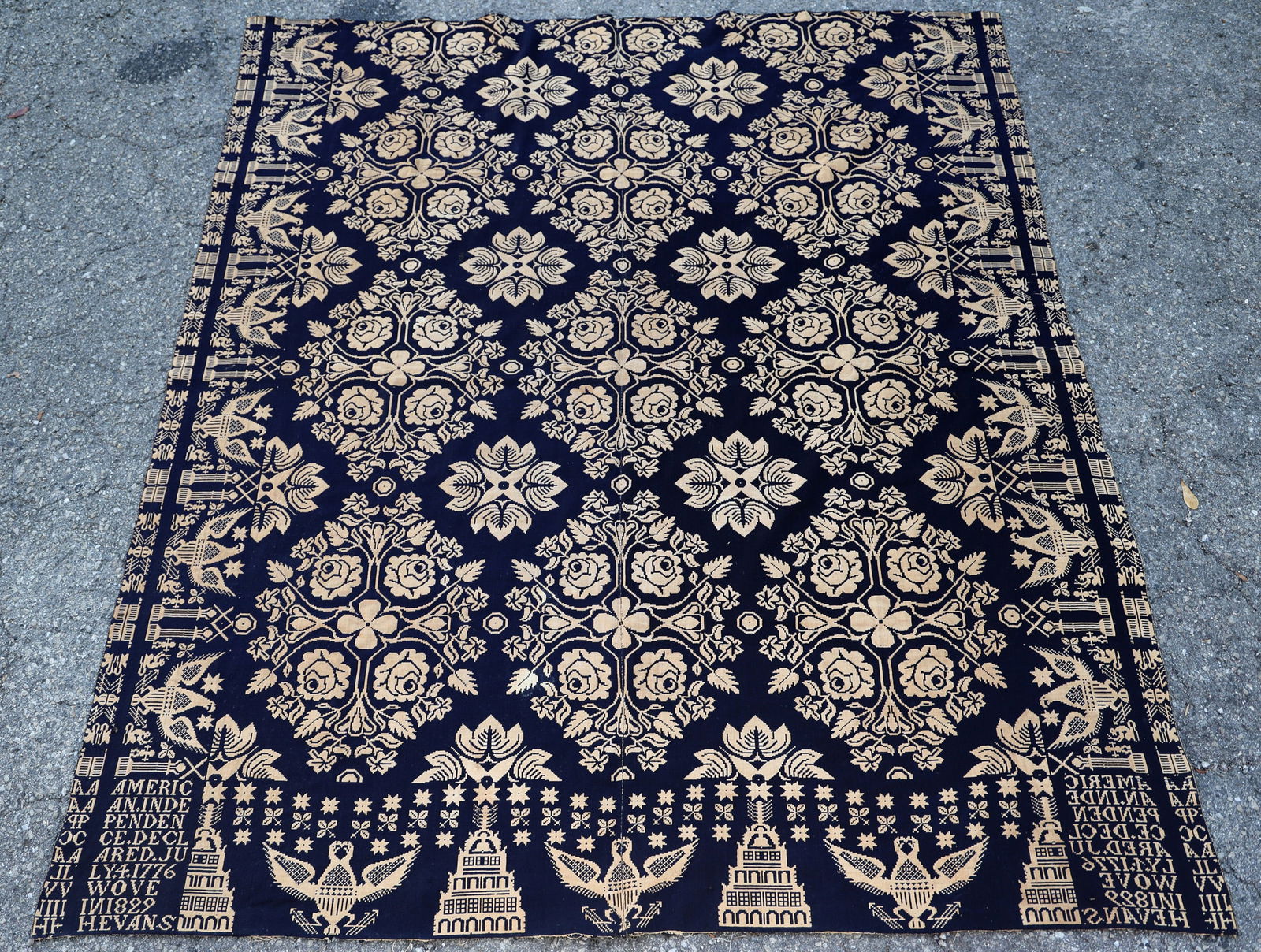 19TH C. AMERICAN COVERLET SIGNED & DATED (1 of 7)