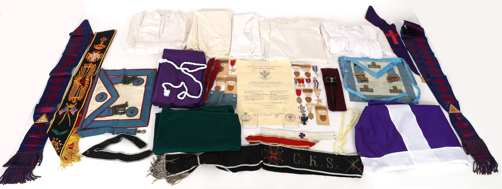 20th C. MASONIC LE DROIT HUMAIN NAMED GROUPING (1 of 15)