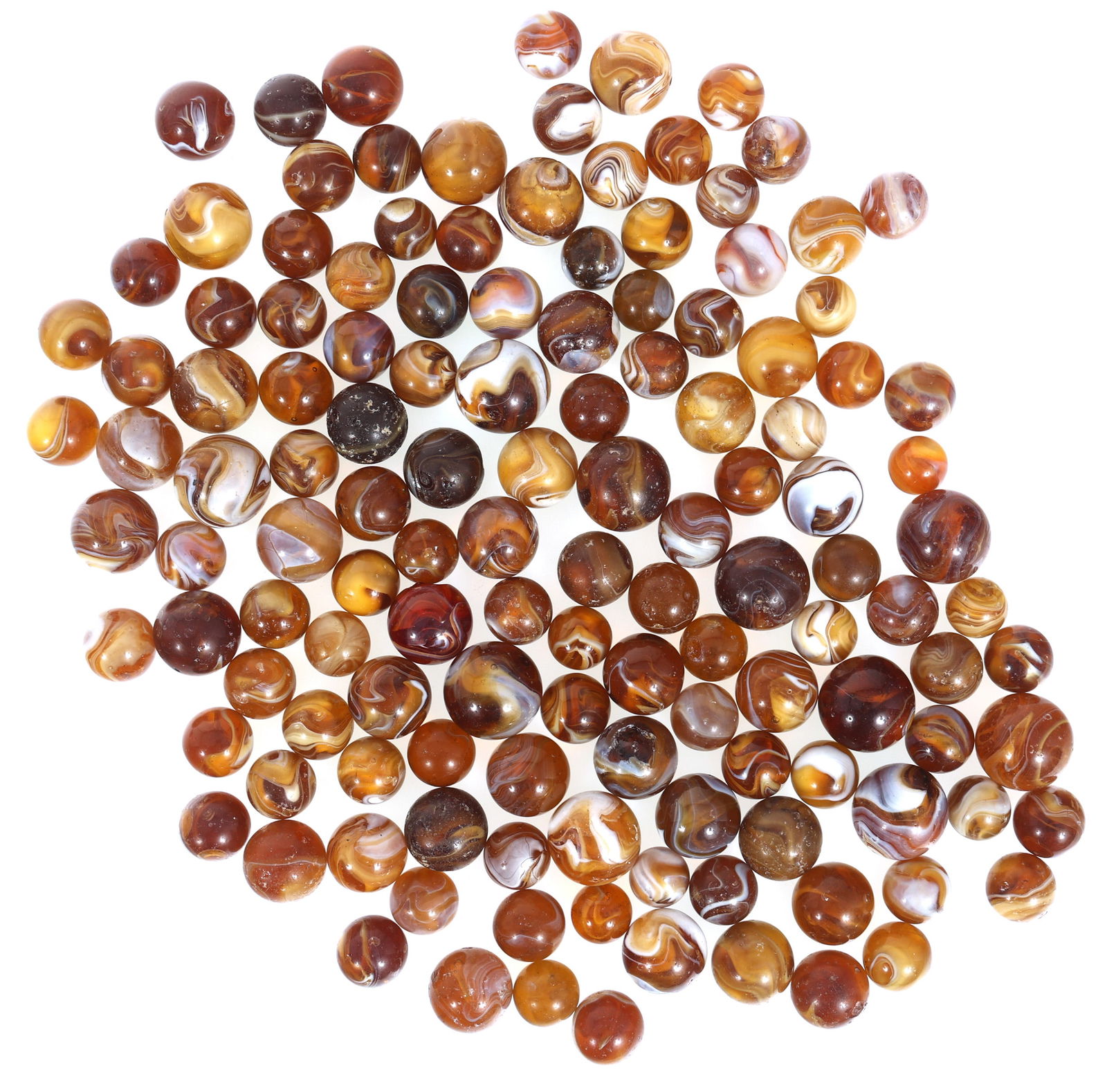 EARLY 20th C. AMBER SLAG GLASS MARBLES (1 of 6)