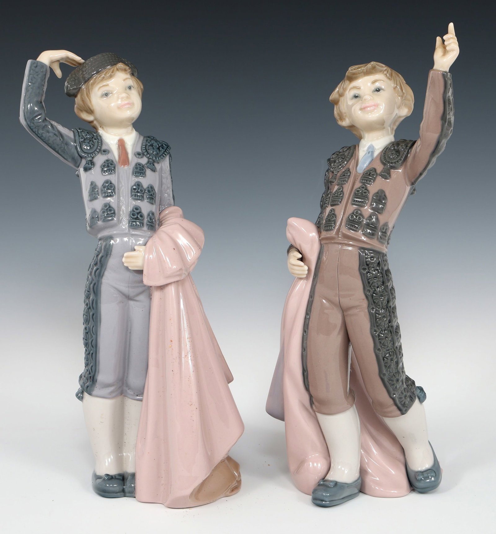 LLADRO PORCELAIN FIGURINES 5116 & 5117: LLADRO PORCELAIN FIGURINES 5116 & 5117 Lladro porcelain 5116 & 5117 Little Boy Bullfighter figurines. Includes original boxes. Size: Varied