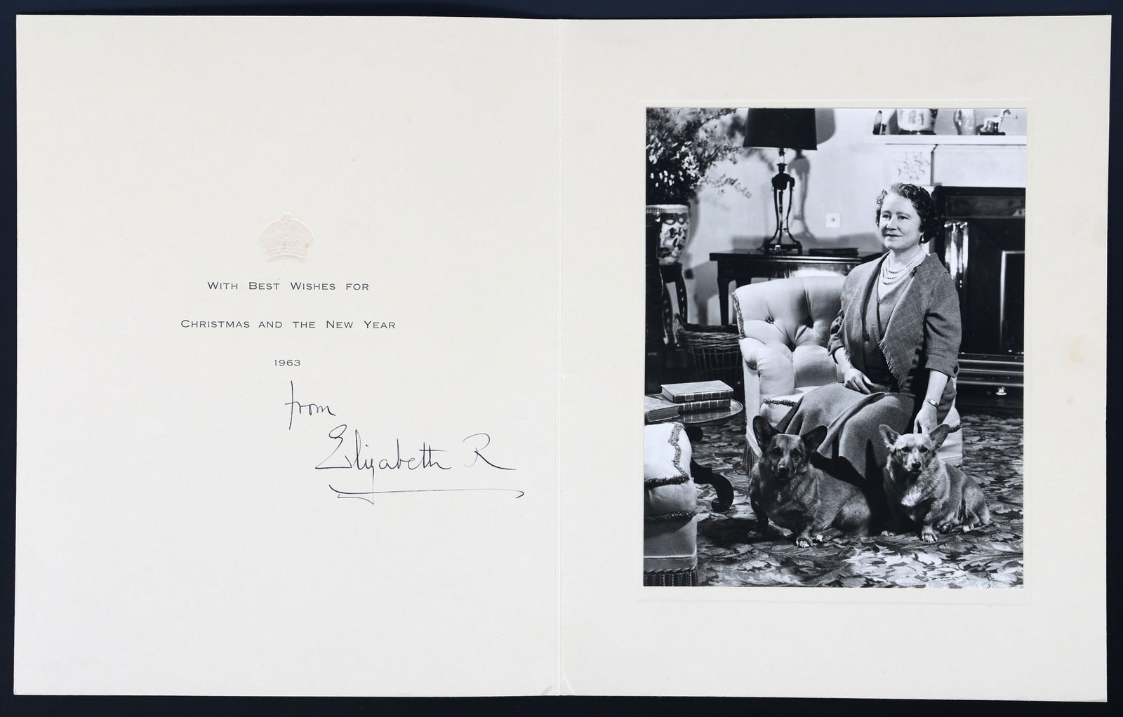 1963 ELIZABETH QUEEN MOTHER SIGNED CHRISTMAS CARD (1 of 5)