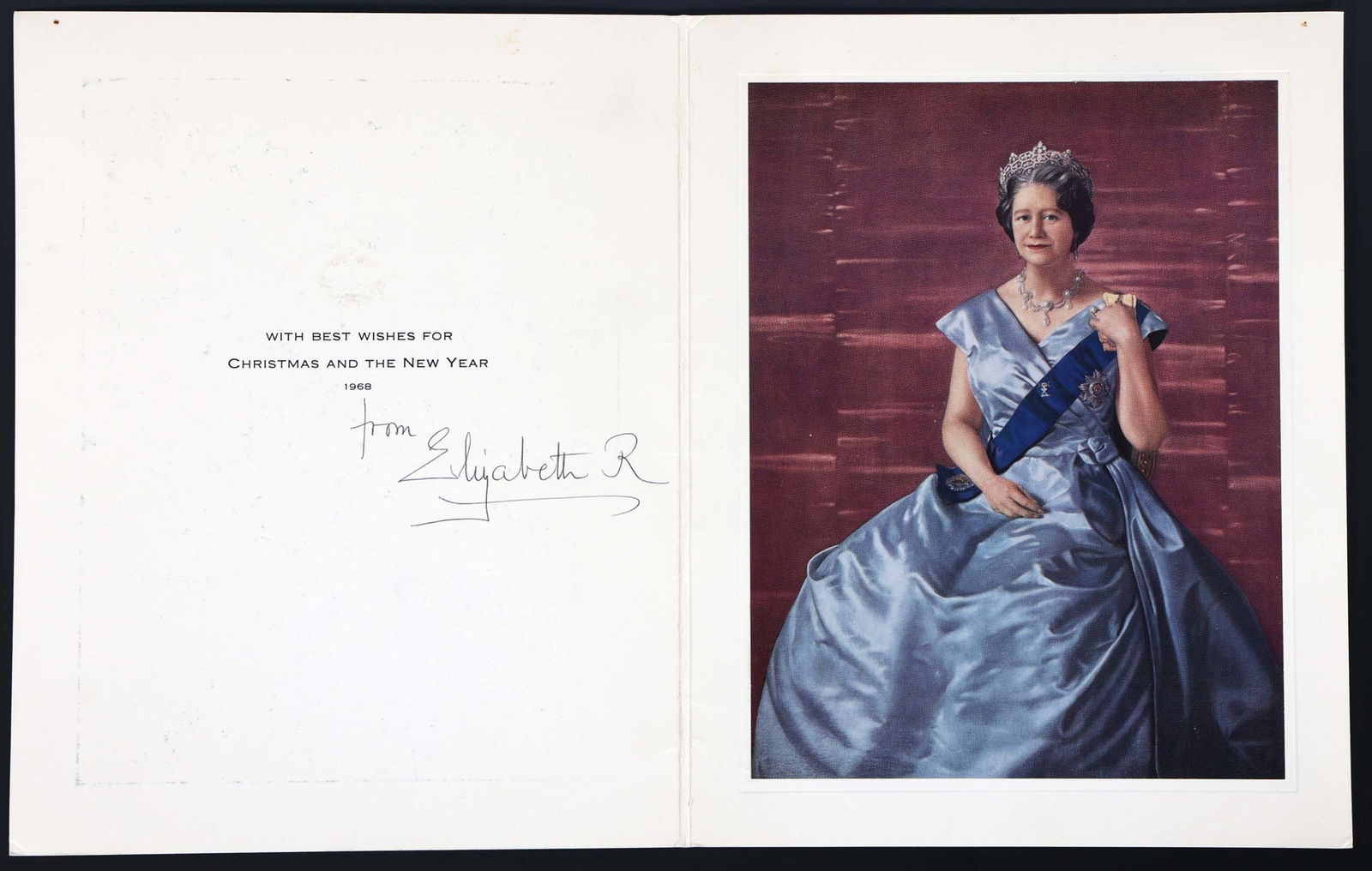 1968 ELIZABETH QUEEN MOTHER SIGNED CHRISTMAS CARD (1 of 5)