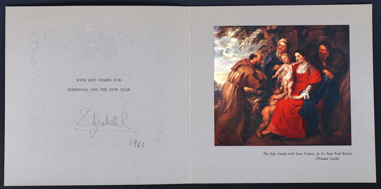 1961 QUEEN ELIZABETH II SIGNED CHRISTMAS CARD (1 of 5)