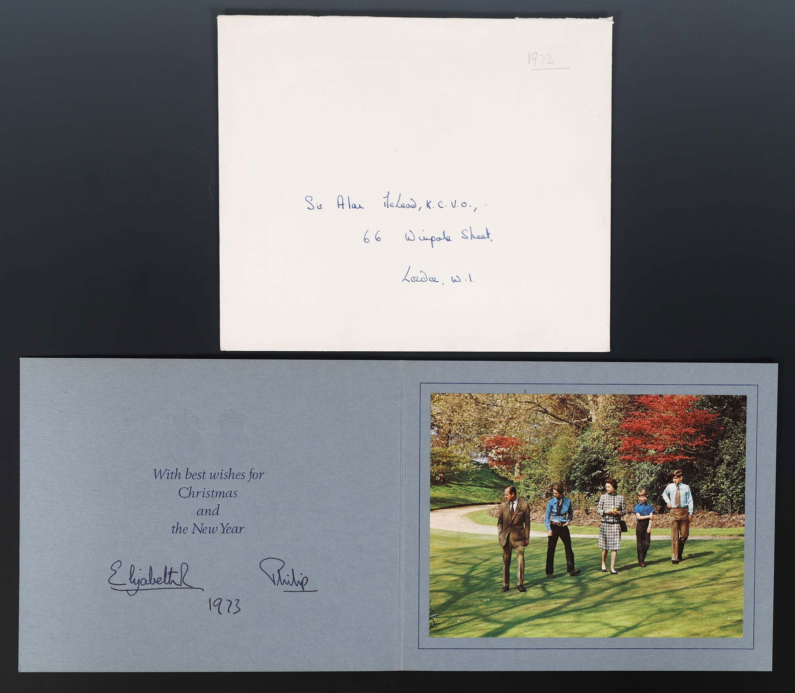1973 QUEEN ELIZABETH II & PRINCE PHILIP CHRISTMAS CARD (1 of 6)