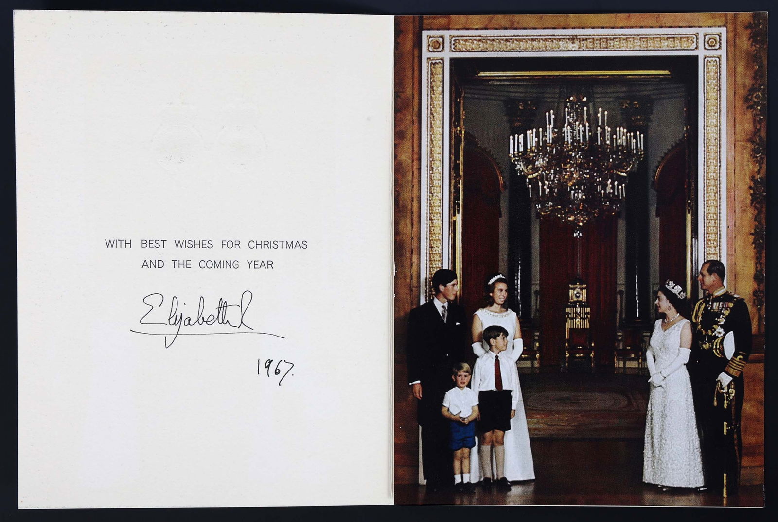 1967 QUEEN ELIZABETH II AUTOPEN SIGNED XMAS CARD (1 of 5)