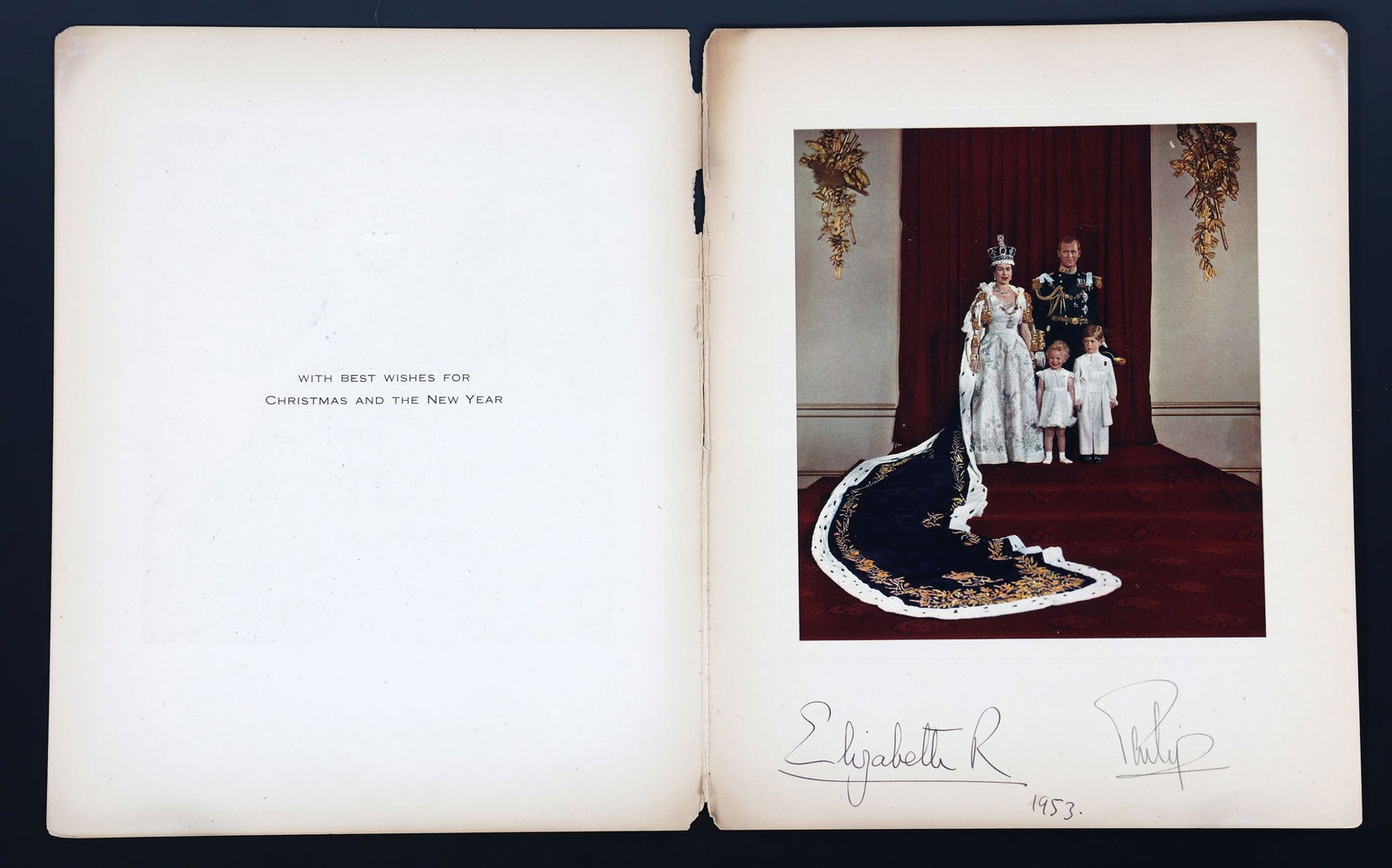 1953 QUEEN ELIZABETH II & PRINCE PHILIP CHRISTMAS CARD (1 of 5)
