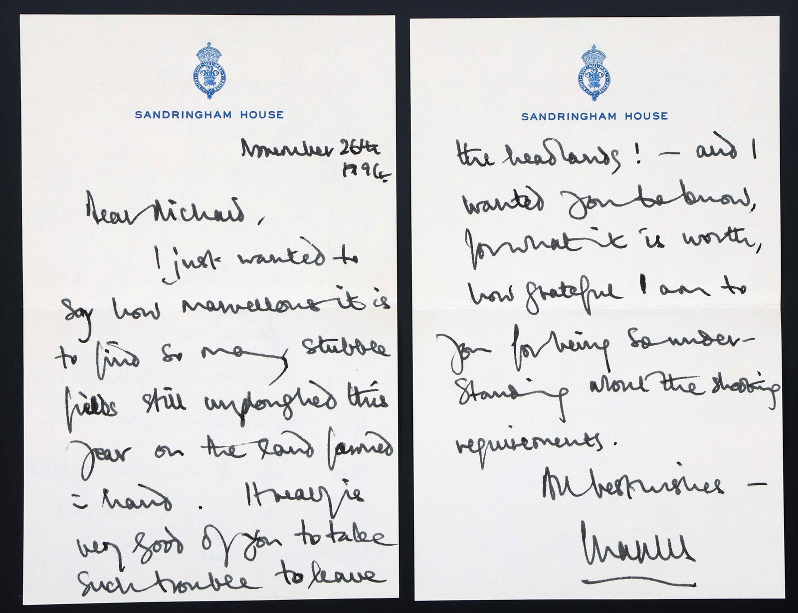 1996 KING CHARLES III ALS AUTOGRAPH LETTER (1 of 9)