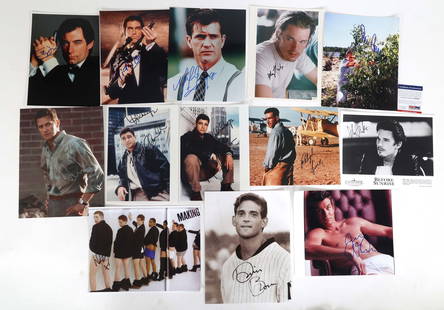 ACTOR AUTOGRAPHS - GIBSON, CONNERY, O'CONNELL: ACTOR AUTOGRAPHS - GIBSON, CONNERY, O'CONNELL  13 signed actor signatures. Including:  Jerry O'Connell 8.5 x 11" print signed in blue marker. Russel Tovey 8.5 x 11" print sig