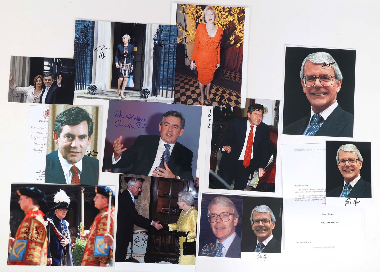 UK PRIME MINISTER AUTOGRAPHS - BROWN, MAY & MAJOR: UK PRIME MINISTER AUTOGRAPHS - BROWN, MAY & MAJOR 12 autographed photos of United Kingdom Prime Ministers, including: John Major (6) Theresa May (2)