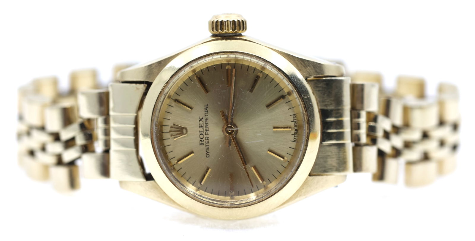 LADIES ROLEX OYSTER PERPETUAL 14K GOLD CASE & BAND (1 of 8)
