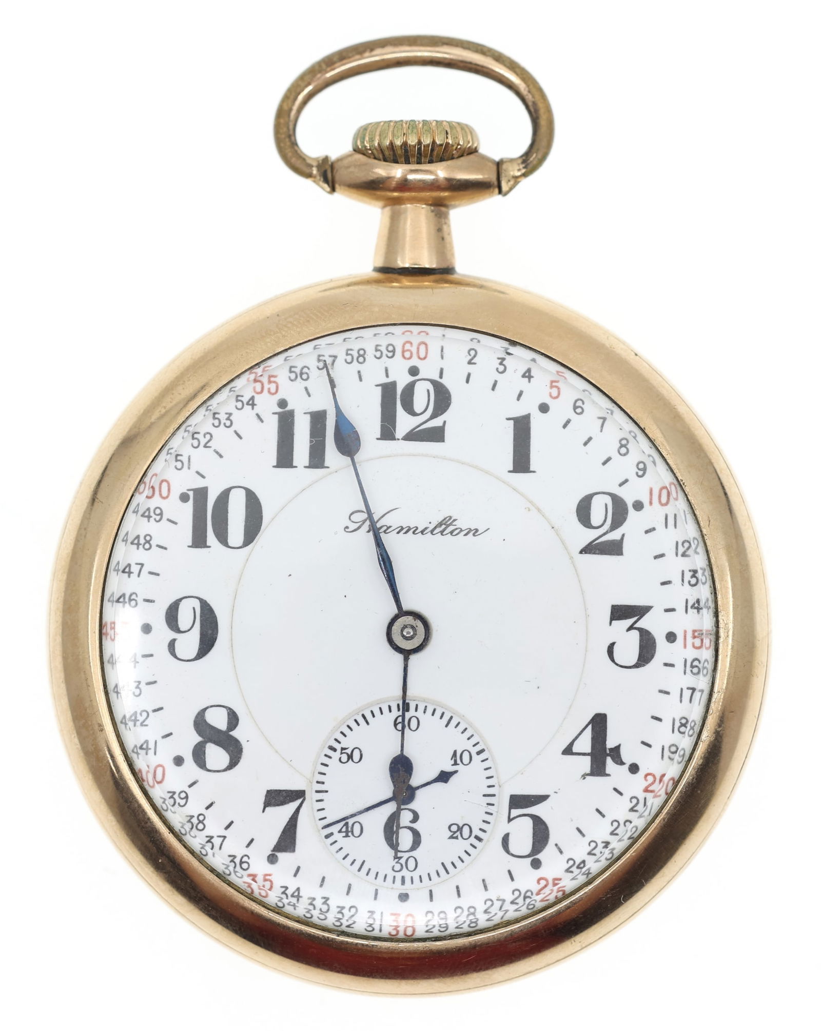 MEN'S HAMILTON GOLD-FILLED CASE POCKET WATCH (1 of 5)