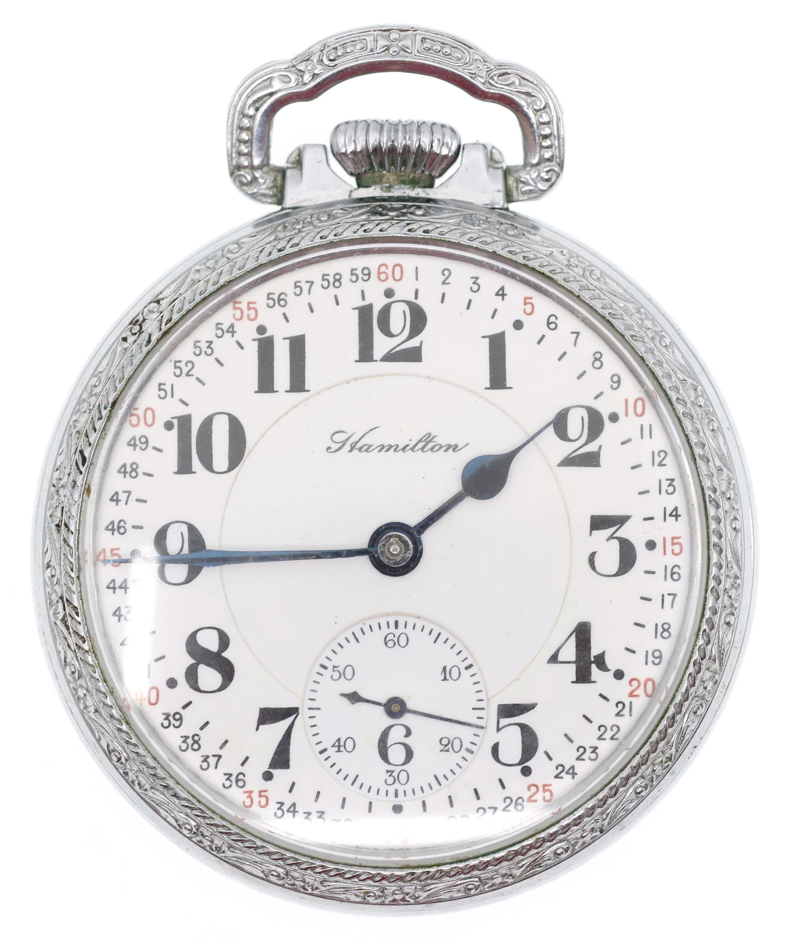 MEN'S HAMILTON WATCH CO. NICKEL CASE POCKET WATCH (1 of 4)