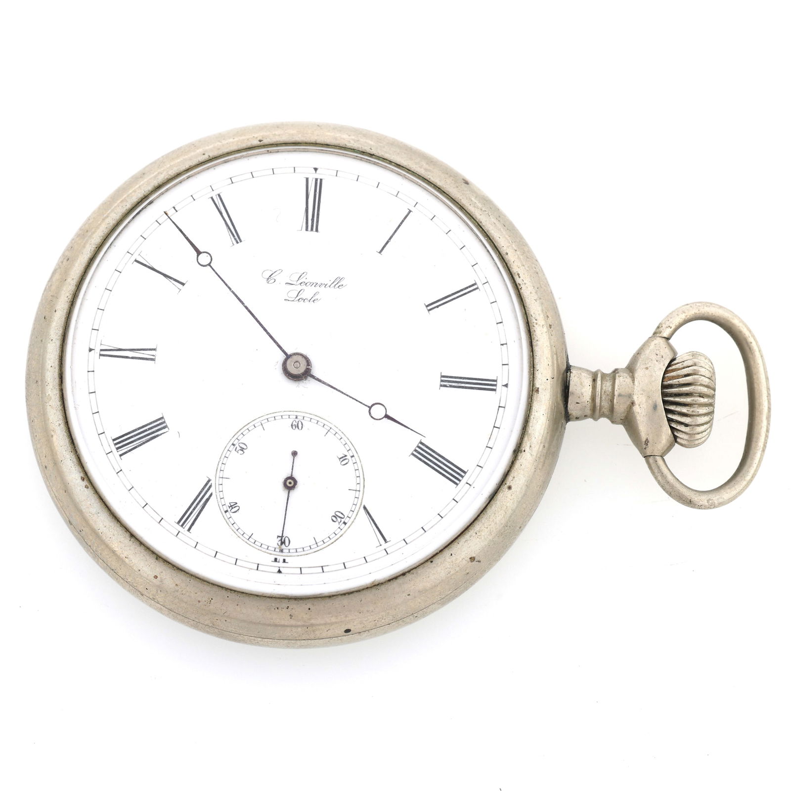 MEN'S C. LEONVILLE LOCLE SILVERODE CASE POCKET WATCH (1 of 4)