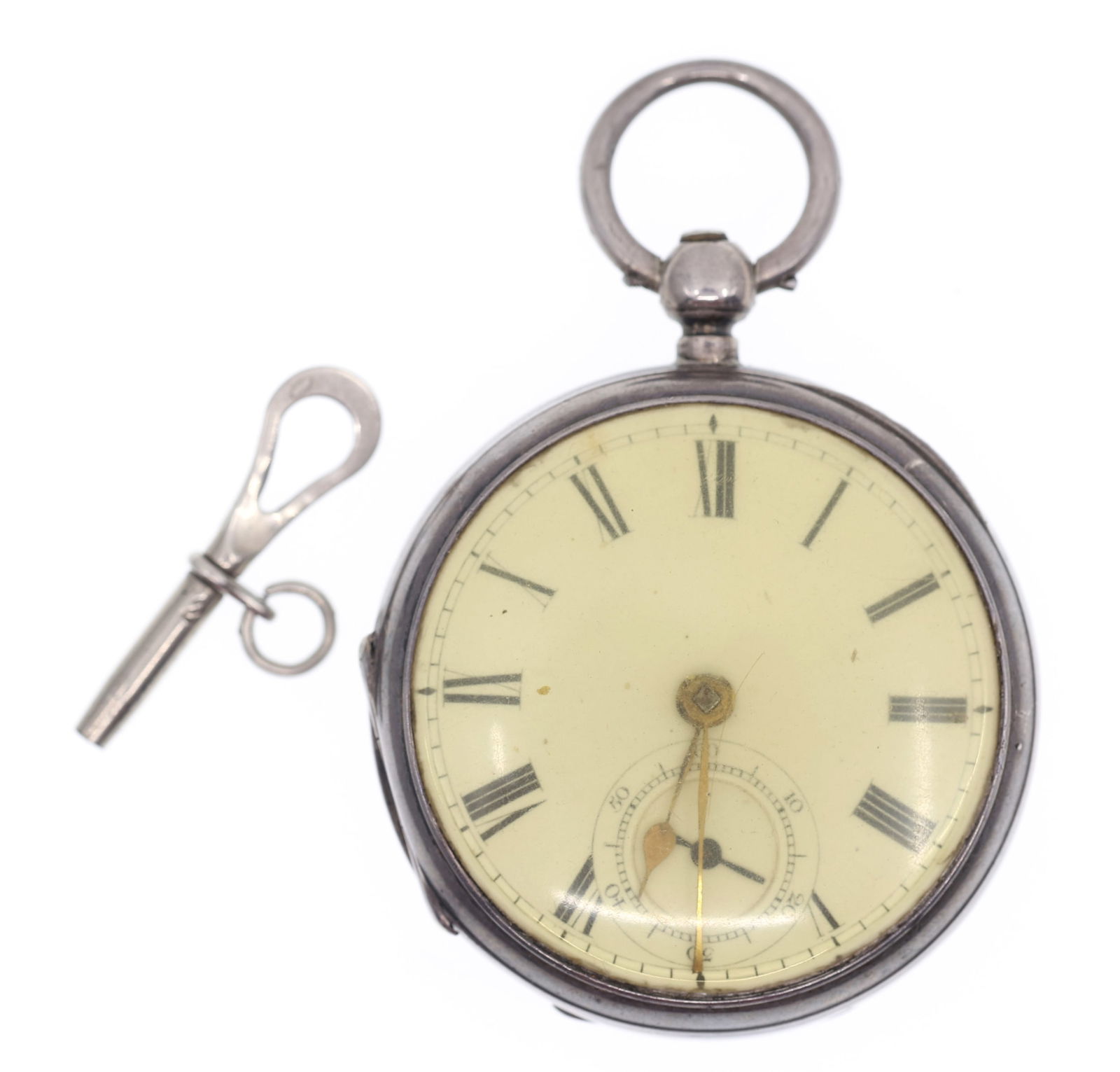 19TH C. BRITISH STERLING SILVER CASE POCKET WATCH (1 of 5)