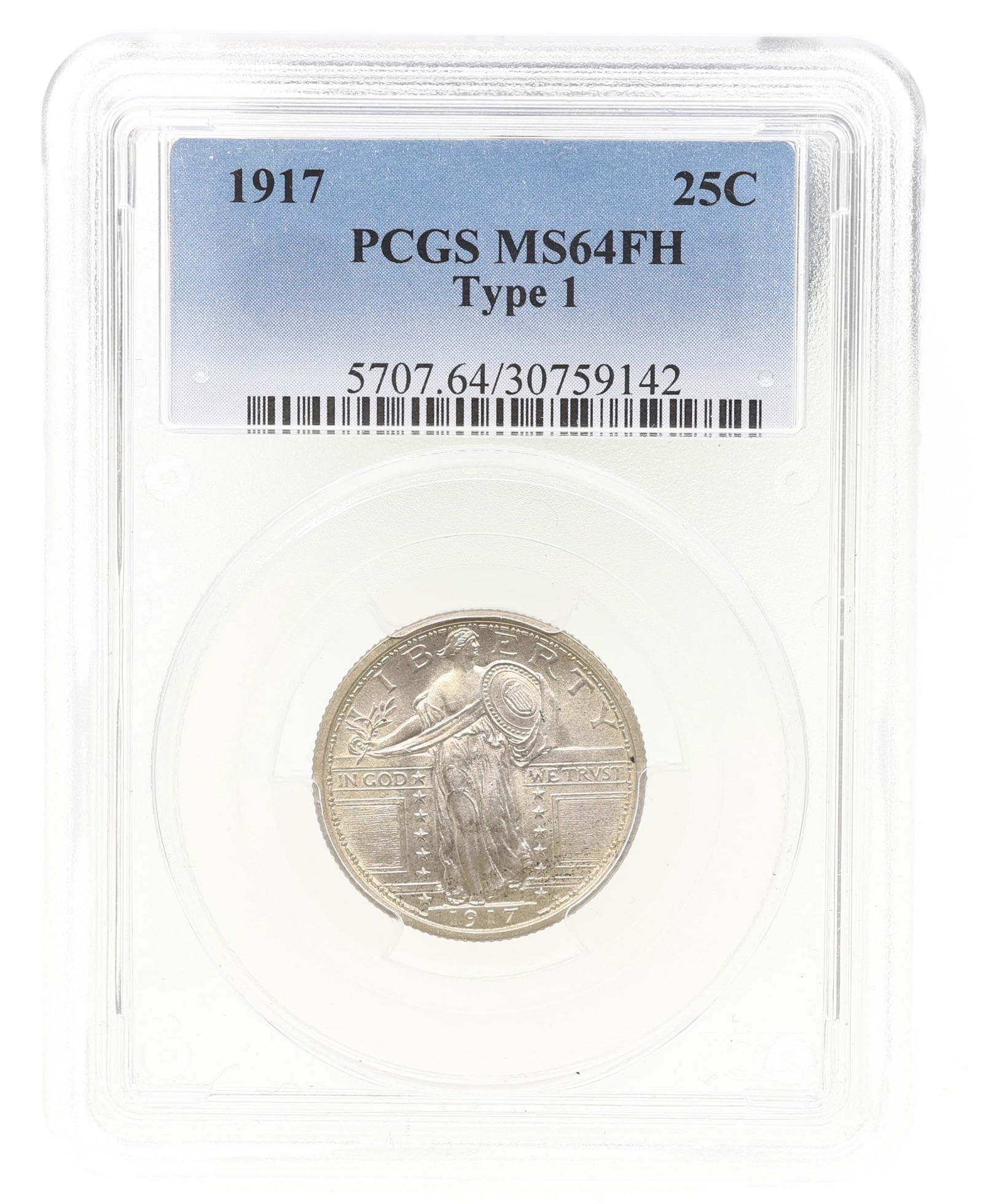 1917 TYPE 1 US STANDING LIBERTY 25C COIN PCGS MS64FH (1 of 2)