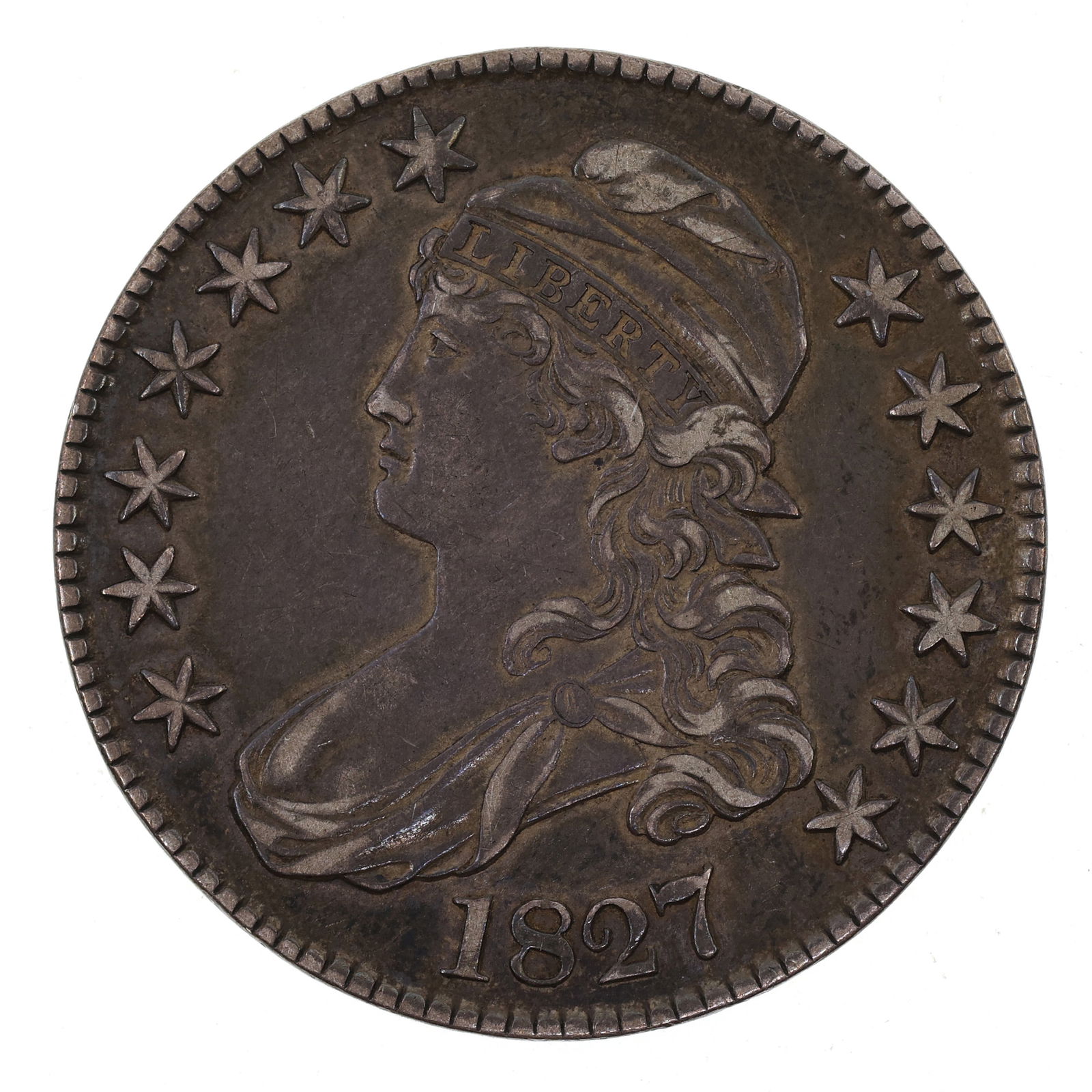 1827 US SILVER CAPPED BUST 50C HALF DOLLAR COIN (1 of 3)