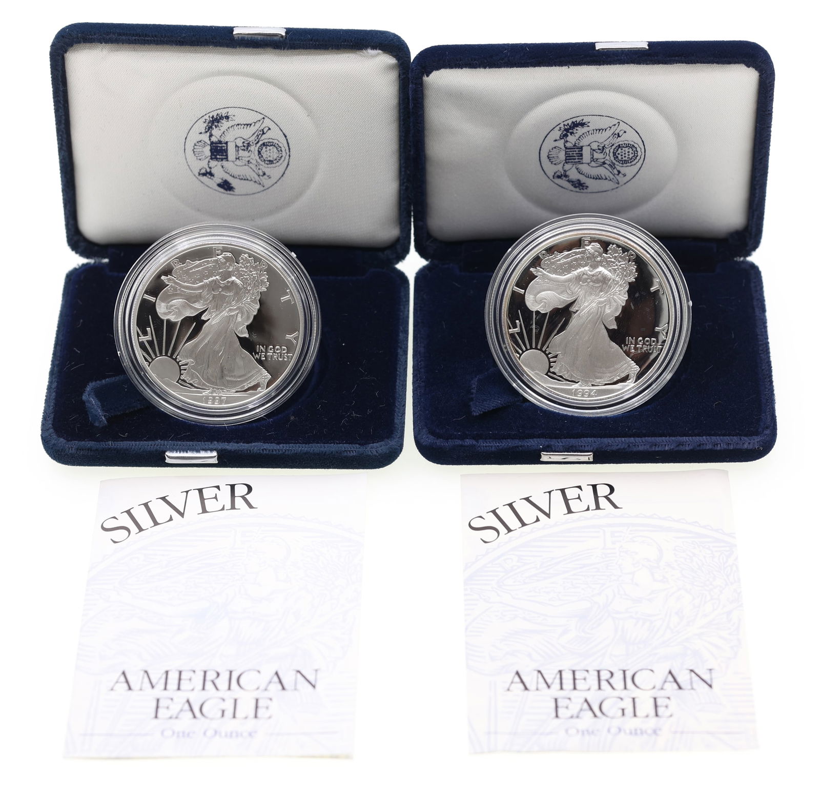 1994-P 1997-P AMERICAN 1 OZ SILVER EAGLE $1 PROOF COINS (1 of 4)