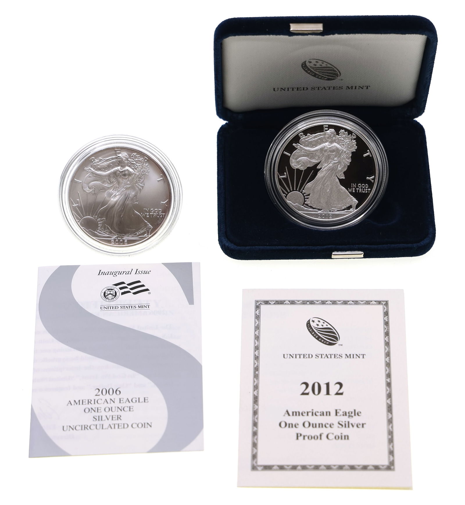 2006 & 2016 AMERICAN EAGLE SILVER $1 COINS UNC & PROOF (1 of 4)