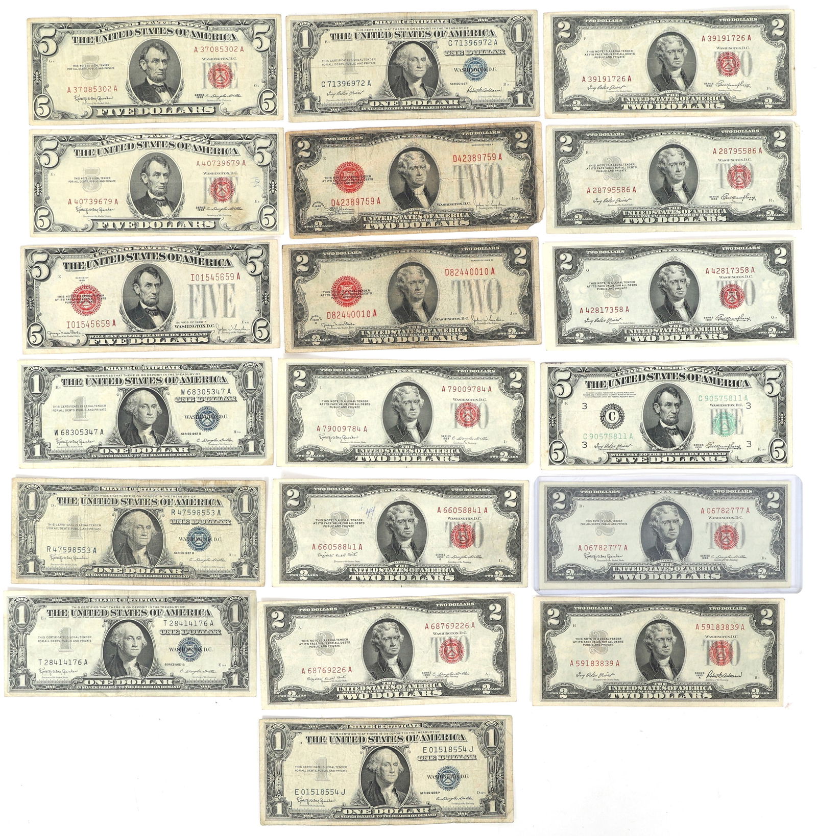 US CURRENCY $1 $2 & $5 NOTES - SILVER CERT & MORE (1 of 9)