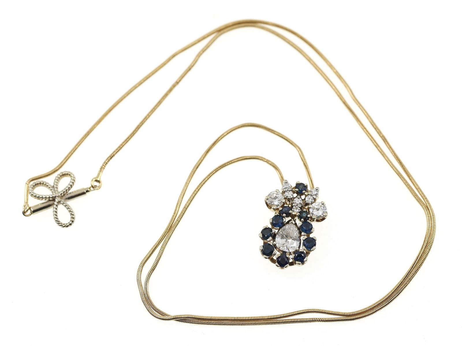 14K YELLOW GOLD SAPPHIRE & DIAMOND NECKLACE (1 of 5)