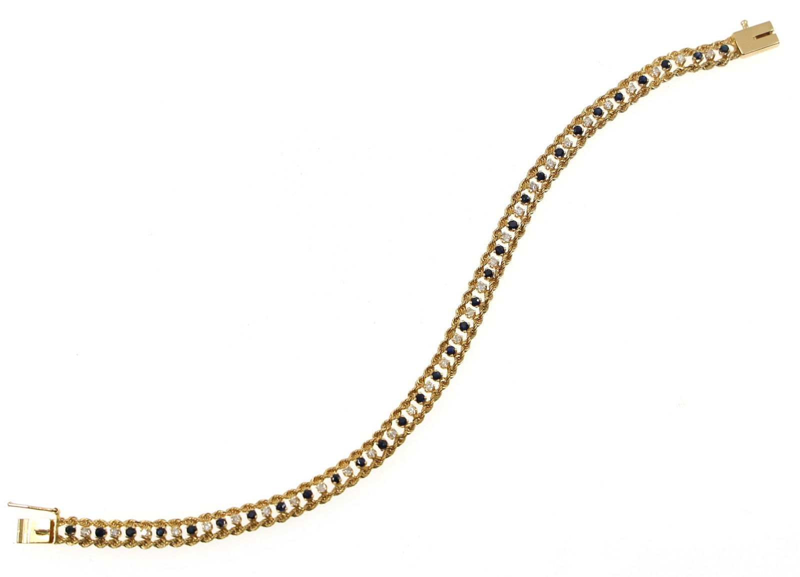 14K YELLOW GOLD DIAMOND & BLUE SAPPHIRE BRACELET (1 of 5)