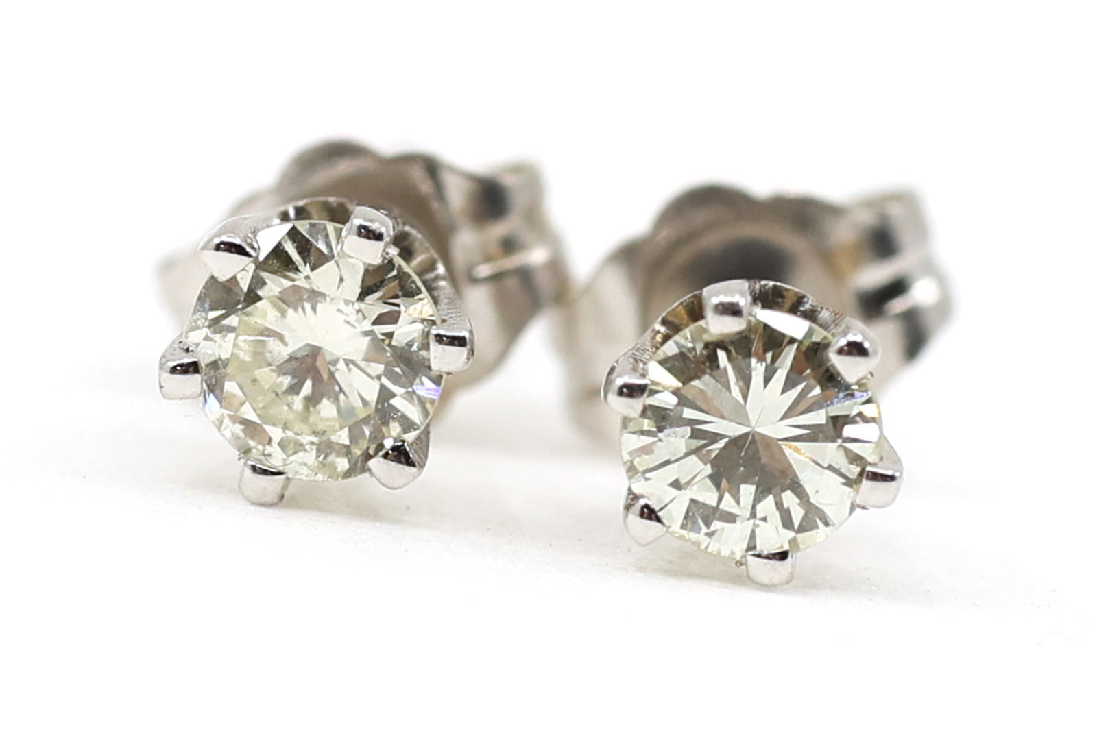 14K WHITE GOLD 0.42 CTW DIAMOND SOLITAIRE EARRINGS (1 of 3)