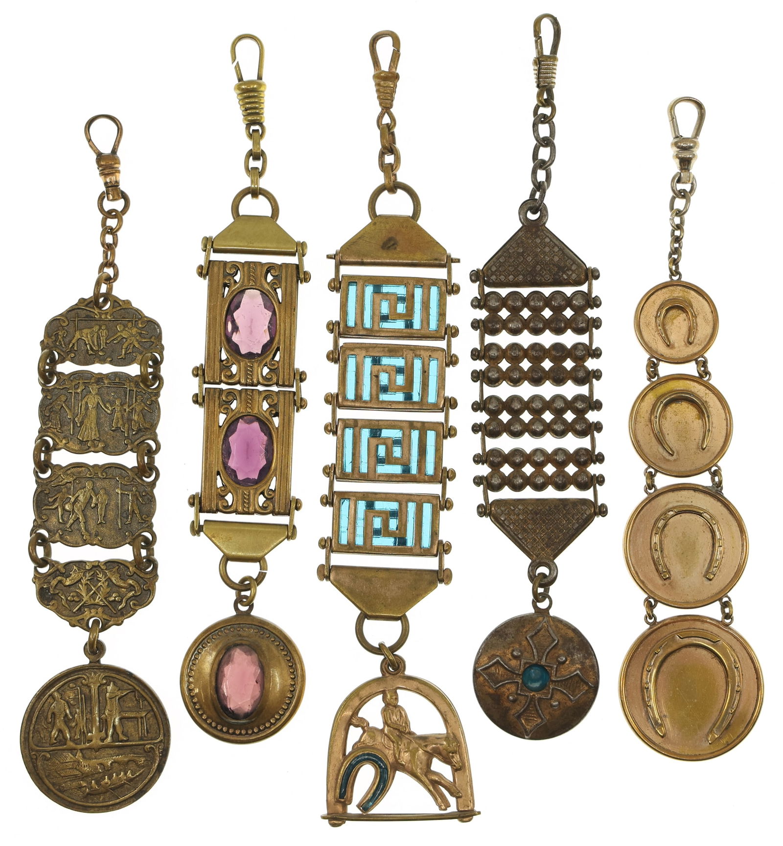 VICTORIAN GOLD-FILLED POCKET WATCH FOBS - LOT OF 5 (1 of 3)