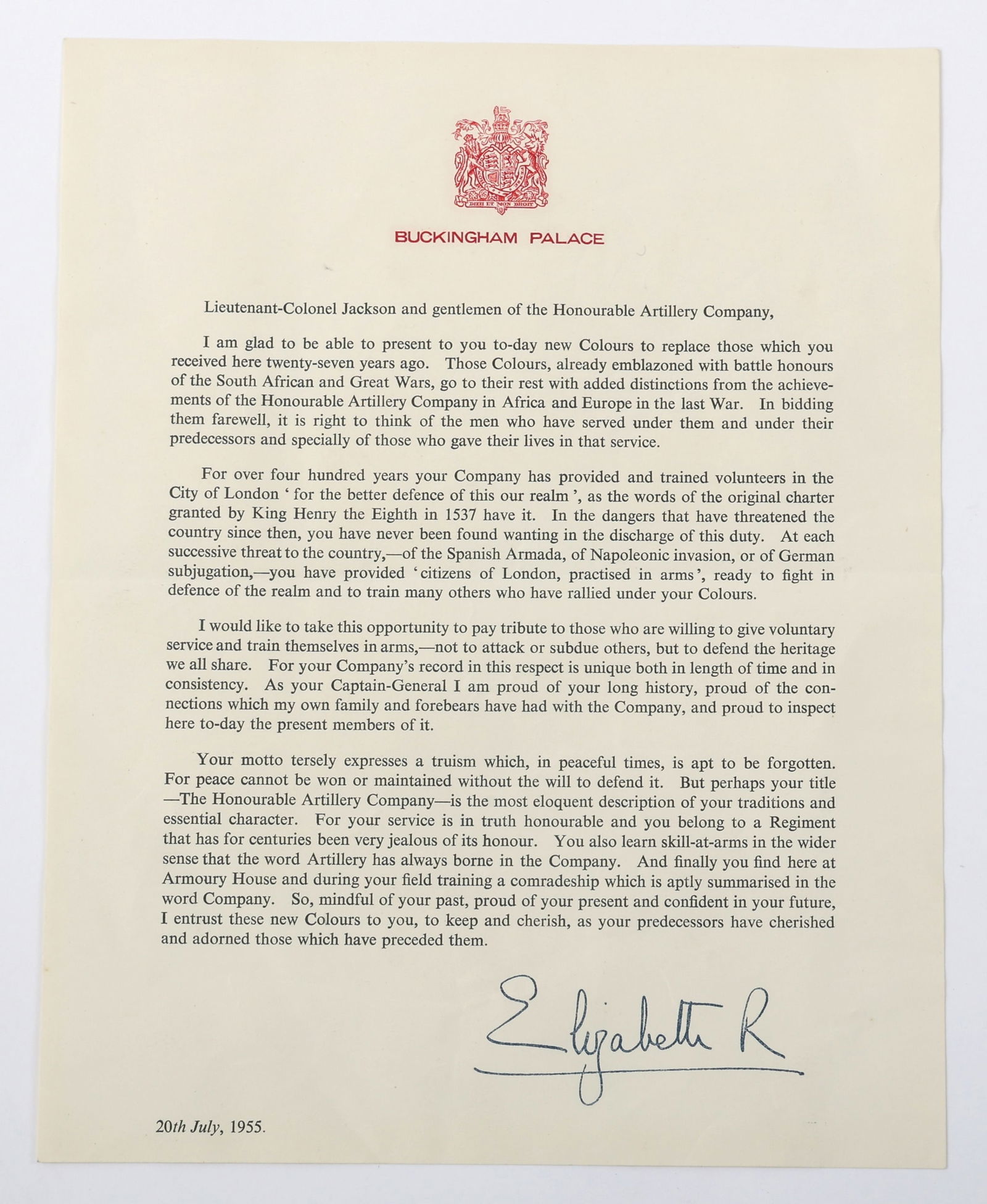 HRH QUEEN ELIZABETH II AUTOPEN SIGNED TYPED LETTER (1 of 3)