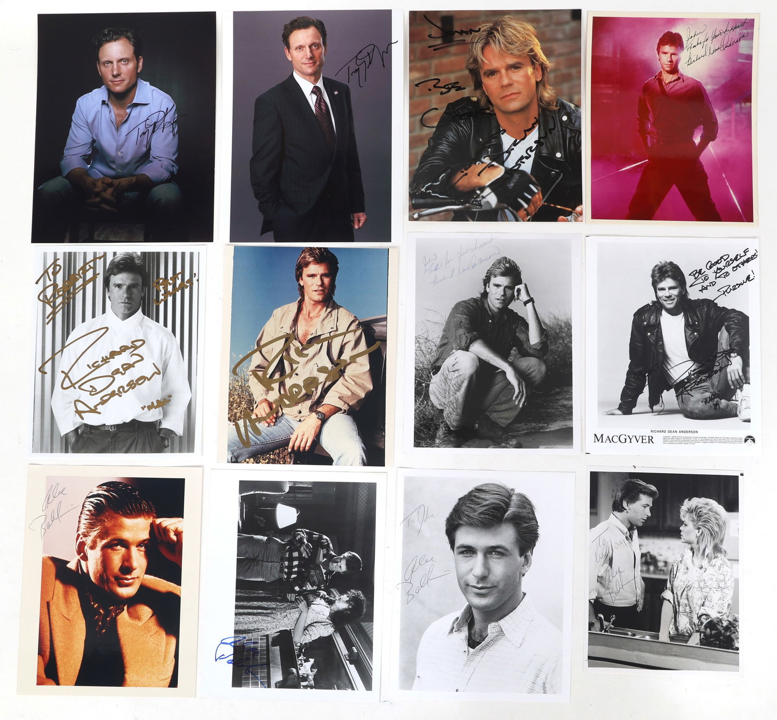 ACTOR AUTOGRAPHS - GOLDWYN, BALDWIN, & ANDERSON: ACTOR AUTOGRAPHS - GOLDWYN, BALDWIN, & ANDERSON Twelve American actors signed photo prints. Autographs include: (2) Richard Dean Anderson 8 x 10" prints signed in metallic & black marker Richard