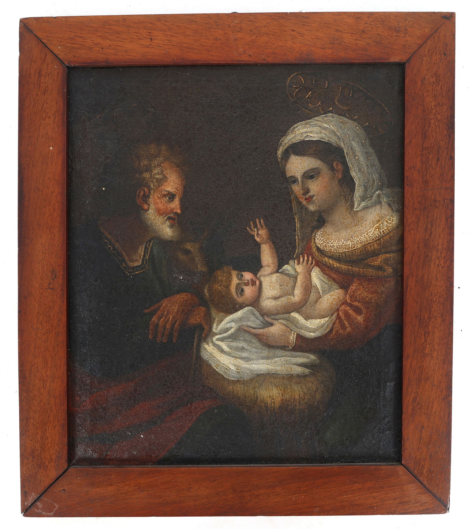 GERMAN MASTER OIL ON CANVAS PAINTING OF THE HOLY FAMILY (1 of 11)