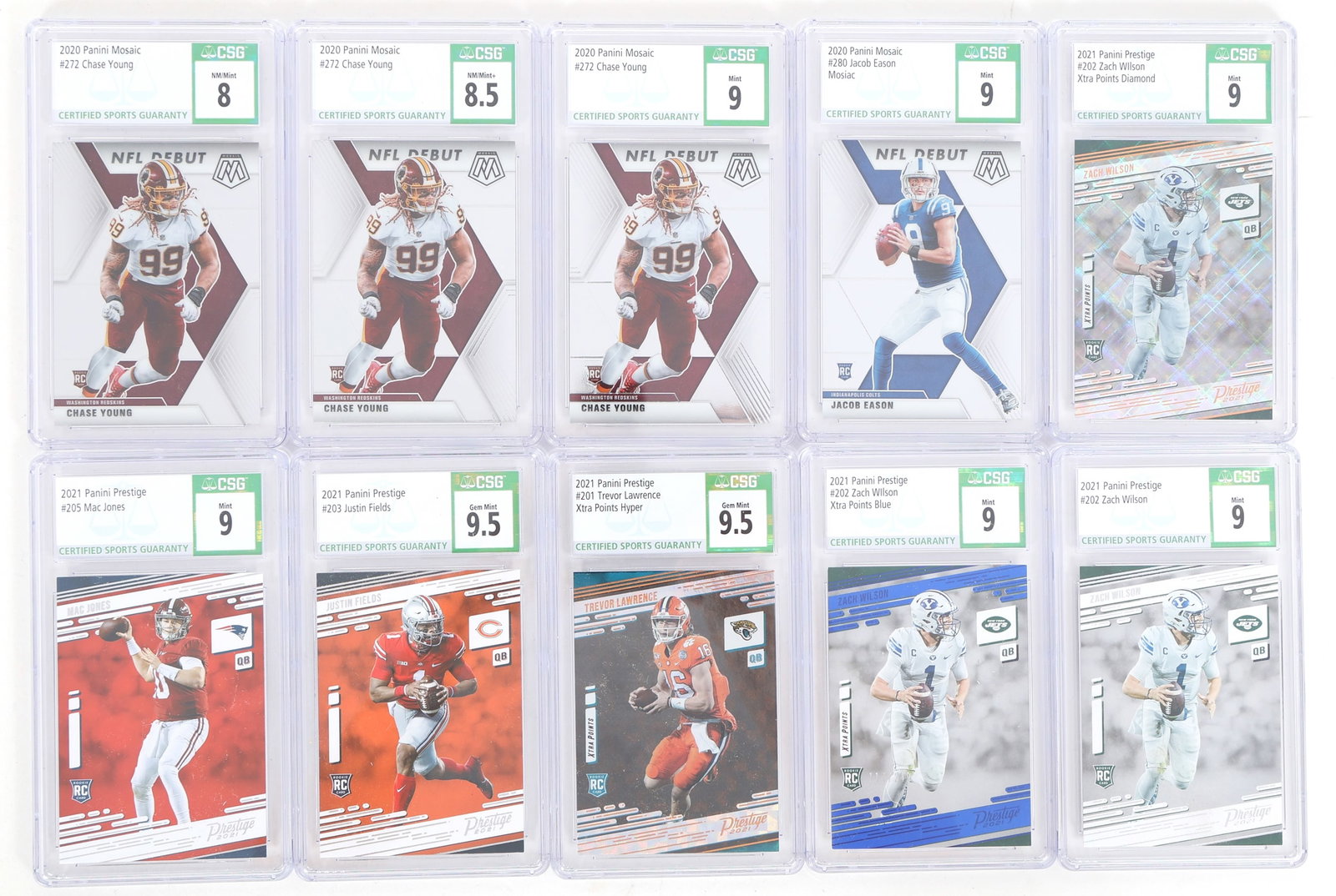 2021 PANINI PRESTIGE & MOSAIC FOOTBALL CARDS CSG GRADED (1 of 5)