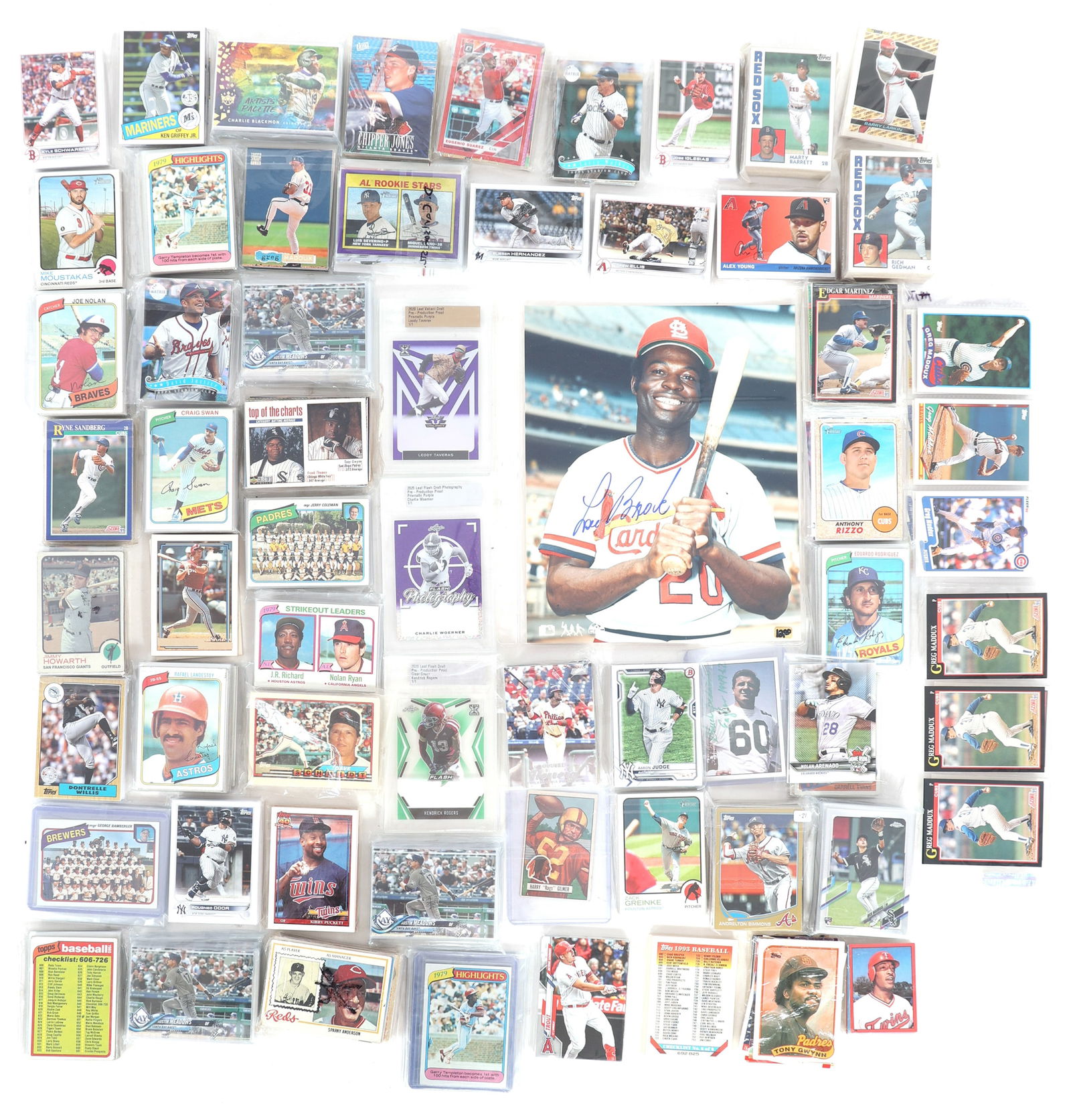 BASEBALL, FOOTBALL TRADING CARDS & SIGNED PHOTO L BROCK (1 of 10)