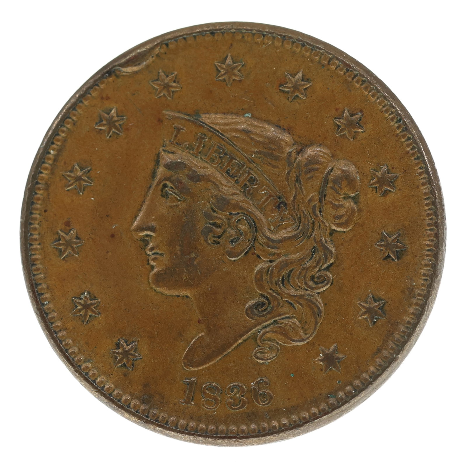 1836 US CORONET HEAD 1C COIN XF/AU (1 of 2)