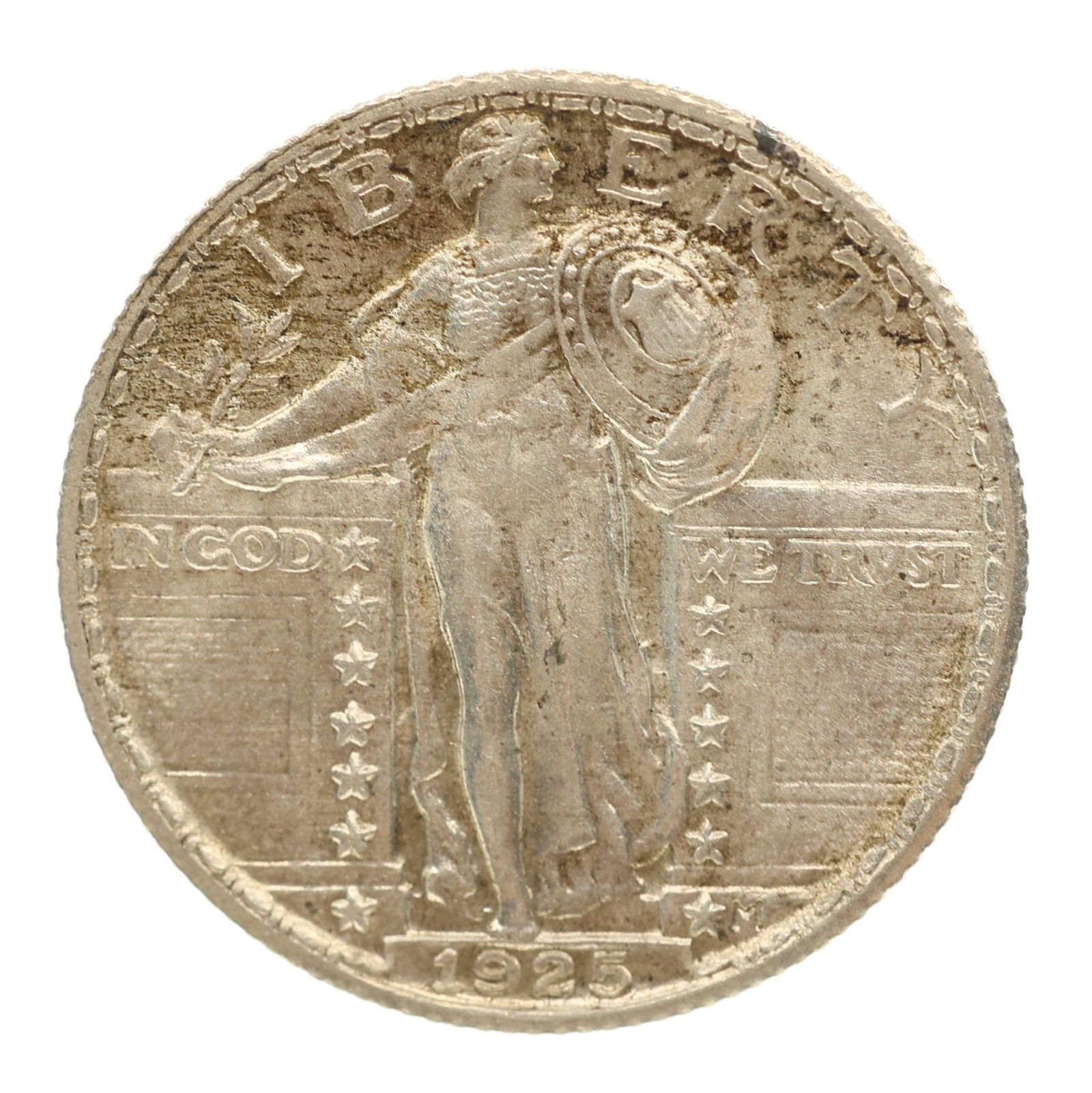 1925 US STANDING LIBERTY 25C SILVER COIN UNC (1 of 2)