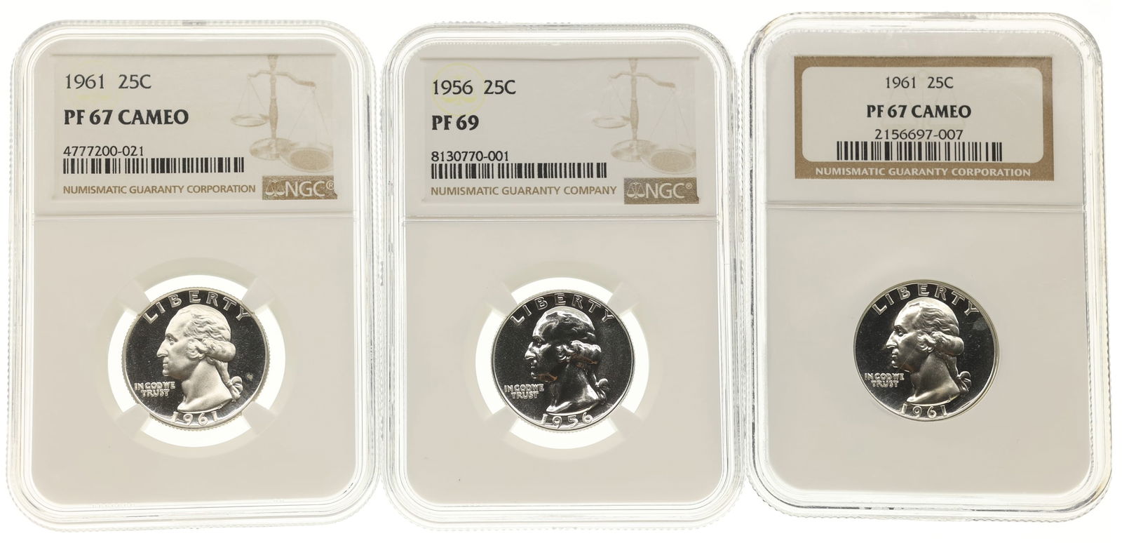 1956 & 1961 US WASHINGTON 25C SILVER COINS NGC (1 of 2)