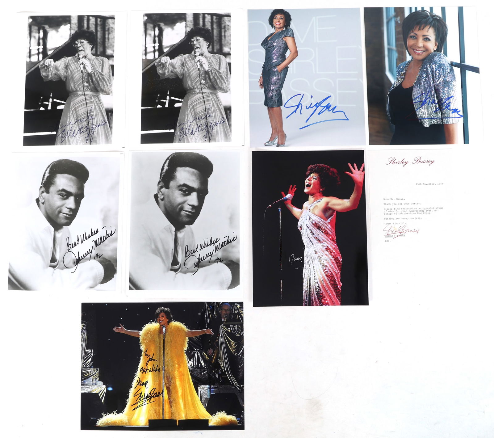 JAZZ MUSICIAN AUTOGRAPHS - FITZGERALD, BASSEY, MATHIS (1 of 8)