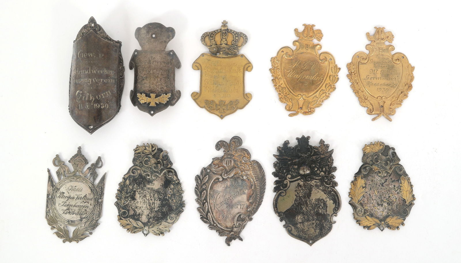 BRASS AND .800 SILVER EARLY 20th C. CASKET PLATES (1 of 4)