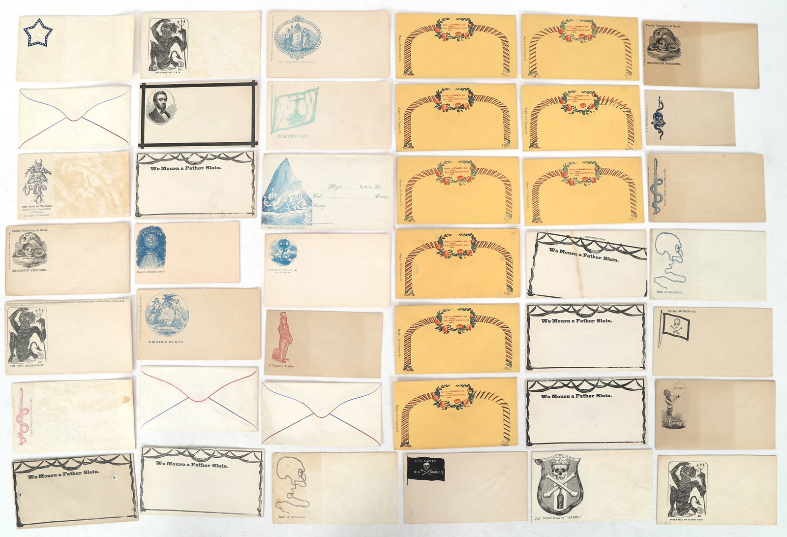 CIVIL WAR PATRIOTIC COVERS: CIVIL WAR PATRIOTIC COVERS 35+ Civil War patriotic covers/envelopes. Depicts political cartoons, presidential themes, and more. 