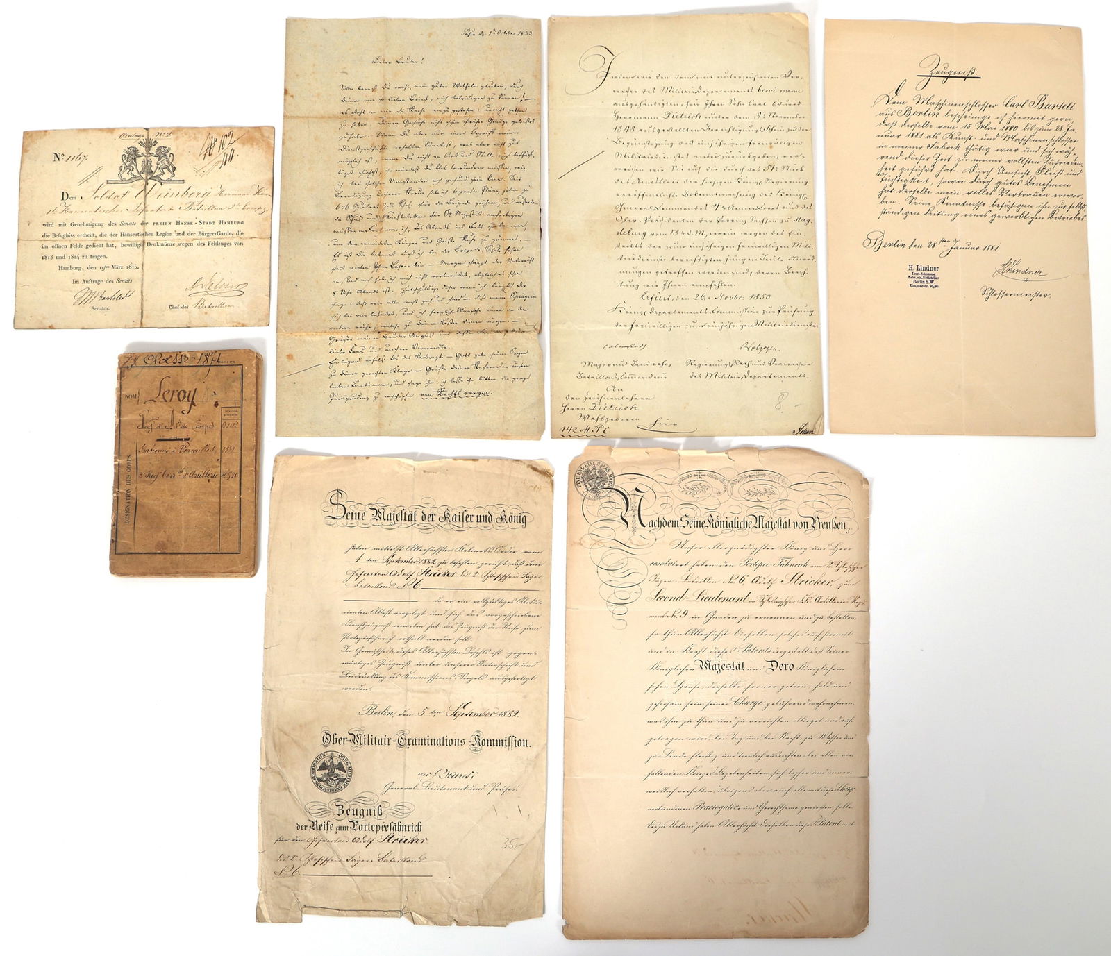 19th C. INTERNATIONAL MILITARY DOCUMENTS & EPHEMERA (1 of 8)