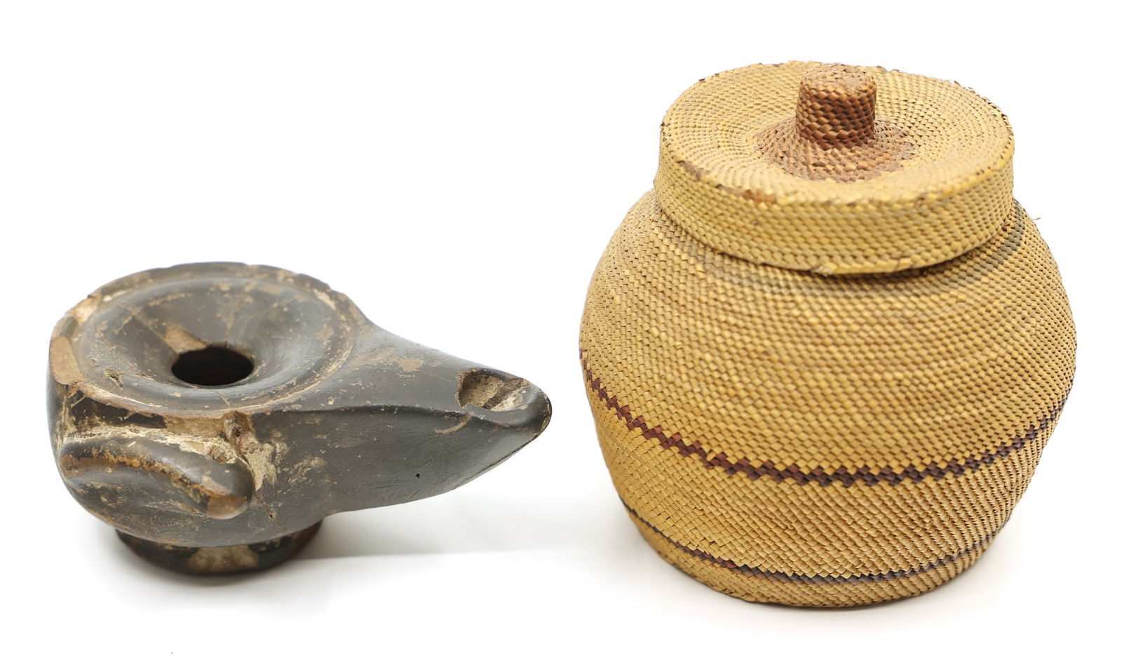 OIL LAMP & MINIATURE BASKET (1 of 8)