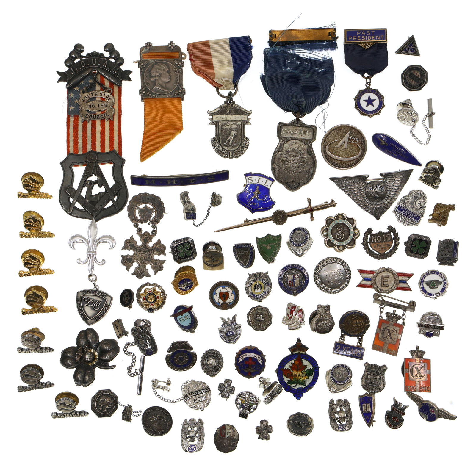 STERLING SILVER SERVICE, SCHOOL & AWARD PINS & MEDALS (1 of 12)