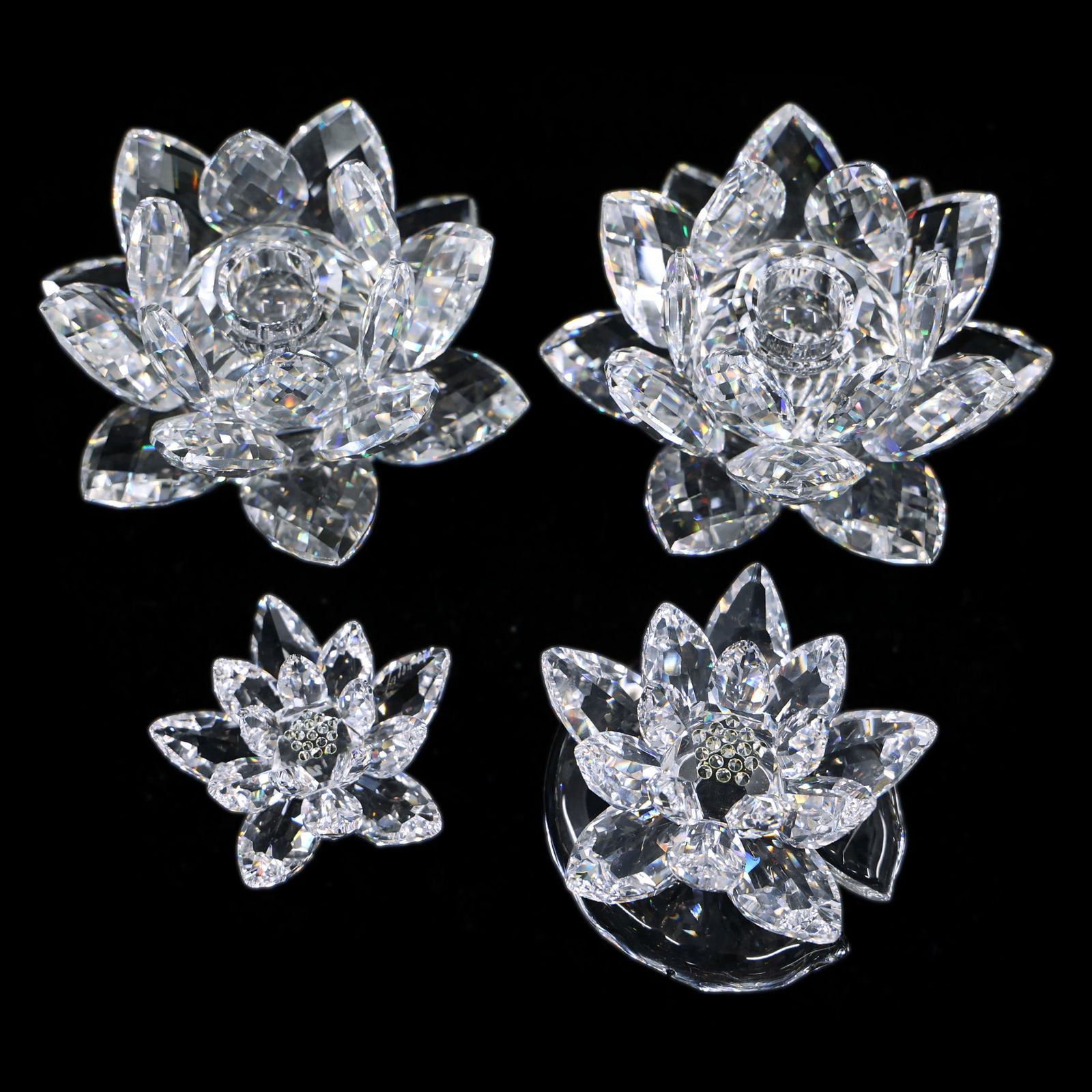SWAROVSKI CRYSTAL WATERLILY FIGURINES & CANDLEHOLDERS (1 of 4)