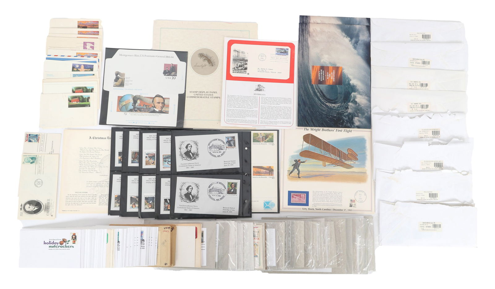 1ST DAY STAMP COVERS, POST CARDS, AND STAMP ALBUMS: 1ST DAY STAMP COVERS, POST CARDS, AND STAMP ALBUMS First Day Stamp Covers, postcards, and collectors stamp albums: (2) Creatures of the Sea Civil War Historic Sites stamp collection 1st day cove