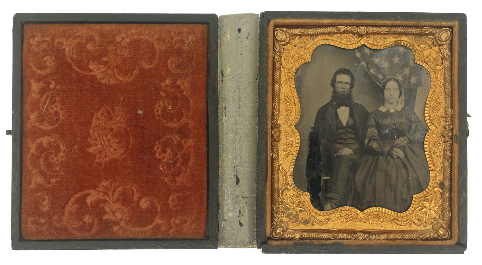 19TH C. AMBROTYPE PORTRAIT OF A COUPLE WITH UNION CASE (1 of 4)
