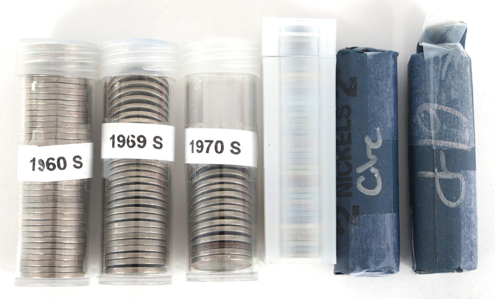 1960s-'70s US JEFFERSON 5C COINS - FULL & PARTIAL ROLLS: 1960s-'70s US JEFFERSON 5C COINS - FULL & PARTIAL ROLLS 1960s-'70s United States Jefferson nickels 5c coins, including (6) full and partial rolls. 