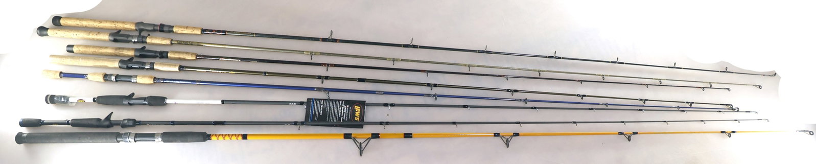 FISHING RODS: FISHING RODS (8) Fishing rods: (2) Lews American Hero speed stick SRS rod series Skyline (2) Shimano, types